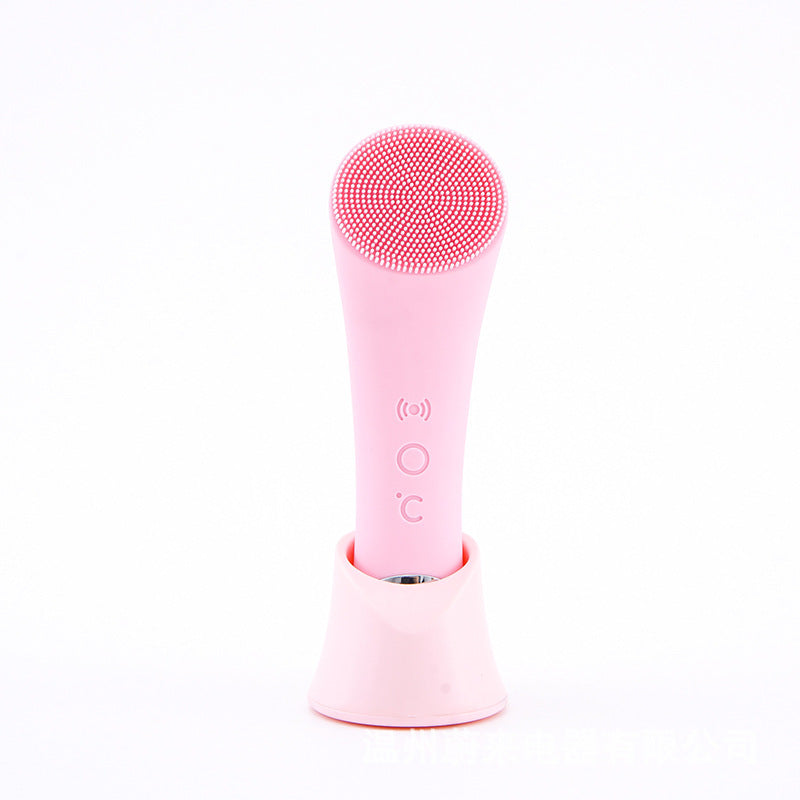 Silicone Electric Face Cleansing Brush with Vibration & Heating