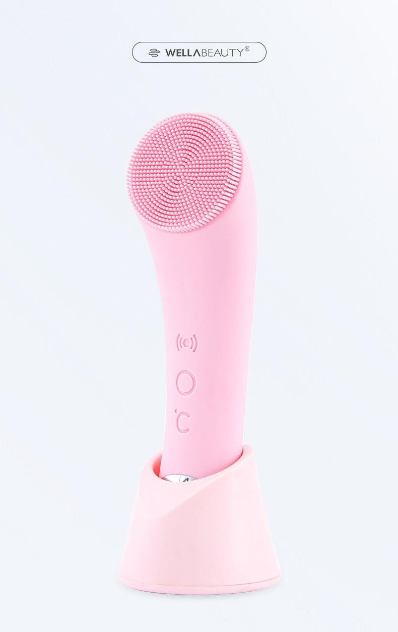 Silicone Electric Face Cleansing Brush with Vibration & Heating