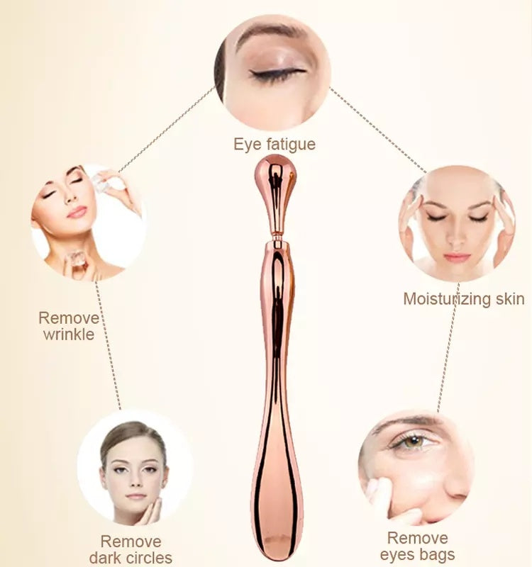 Eye Cream Stick Roller with Metal Spatula & Puff Applicator for Facial Massage