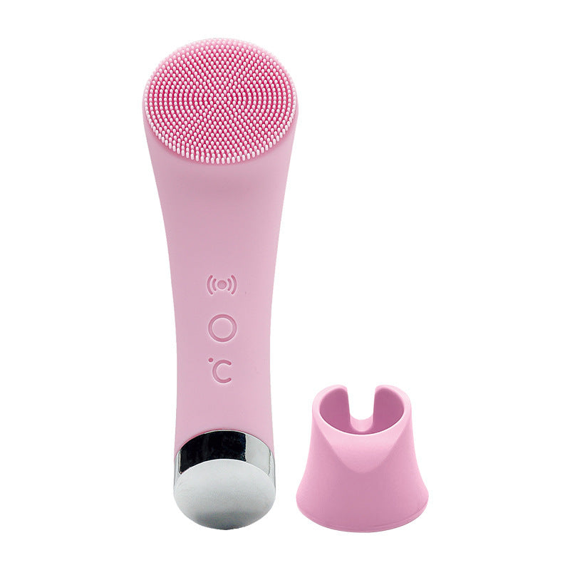 Silicone Electric Face Cleansing Brush with Vibration & Heating