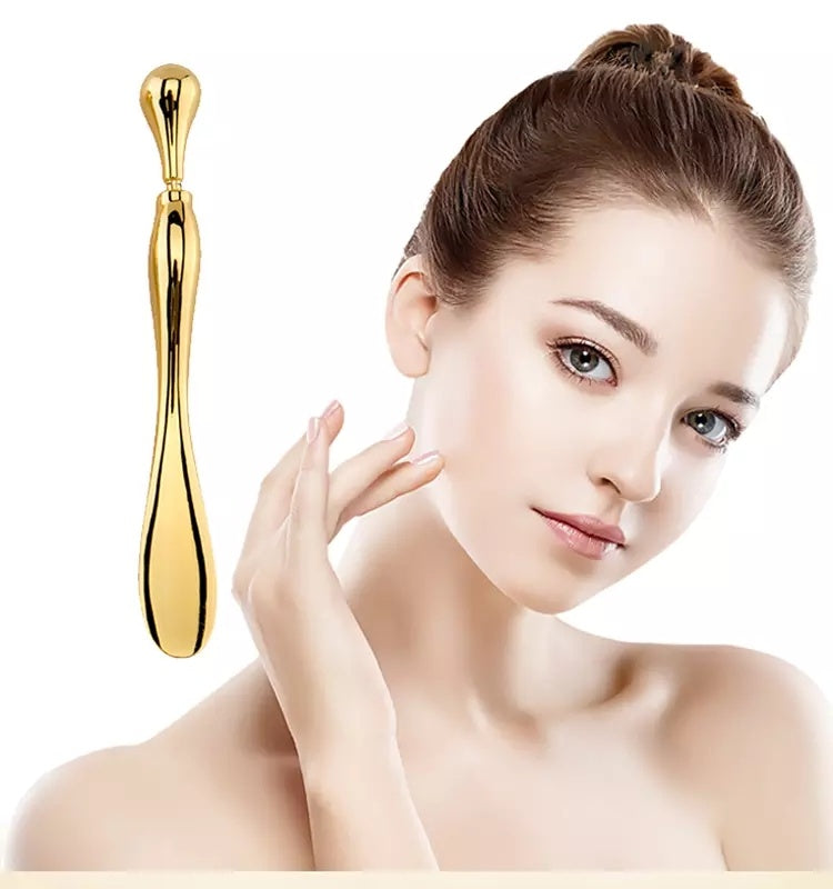 Eye Cream Stick Roller with Metal Spatula & Puff Applicator for Facial Massage